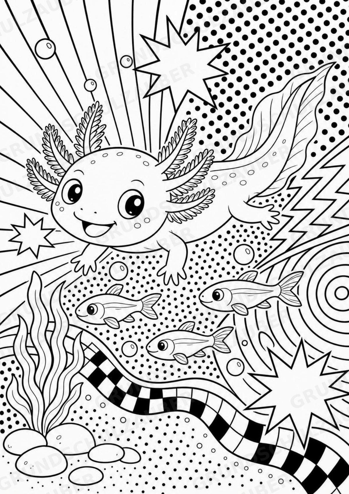Axolotl POP Art Ausmalbilder 15 Malvorlagen – Materialseite 6