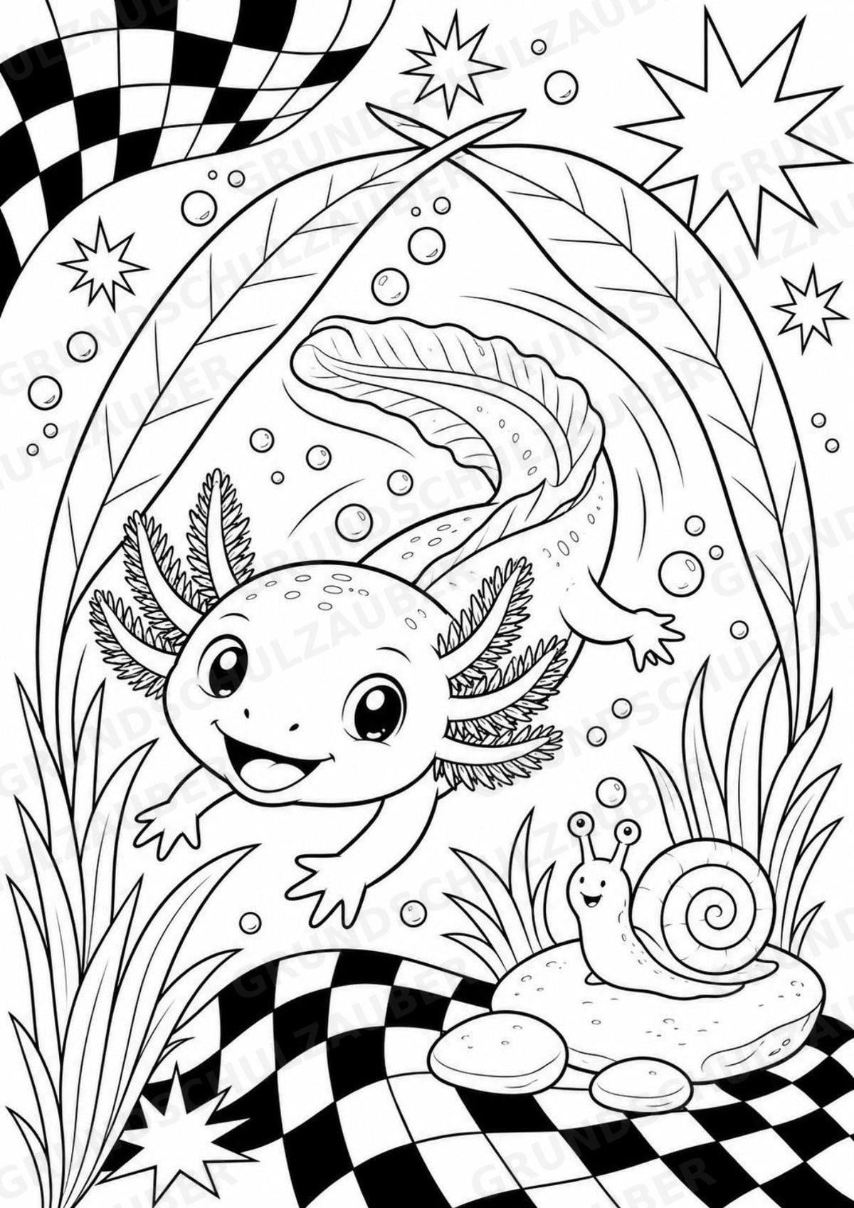 Axolotl POP Art Ausmalbilder 15 Malvorlagen – Materialseite 7