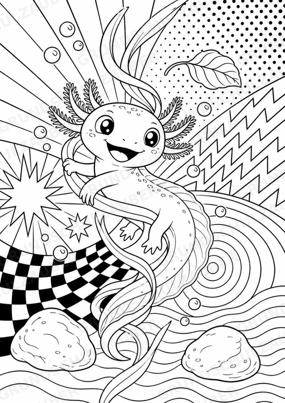Axolotl POP Art Ausmalbilder 15 Malvorlagen – Materialseite 11