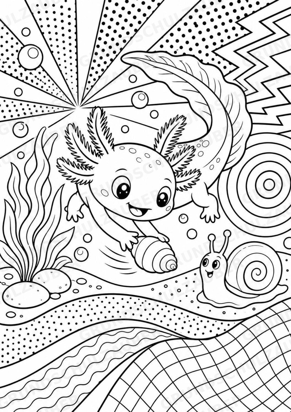 Axolotl POP Art Ausmalbilder 15 Malvorlagen – Materialseite 12