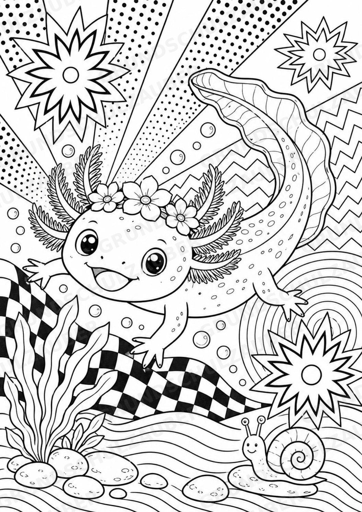 Axolotl POP Art Ausmalbilder 15 Malvorlagen – Materialseite 13