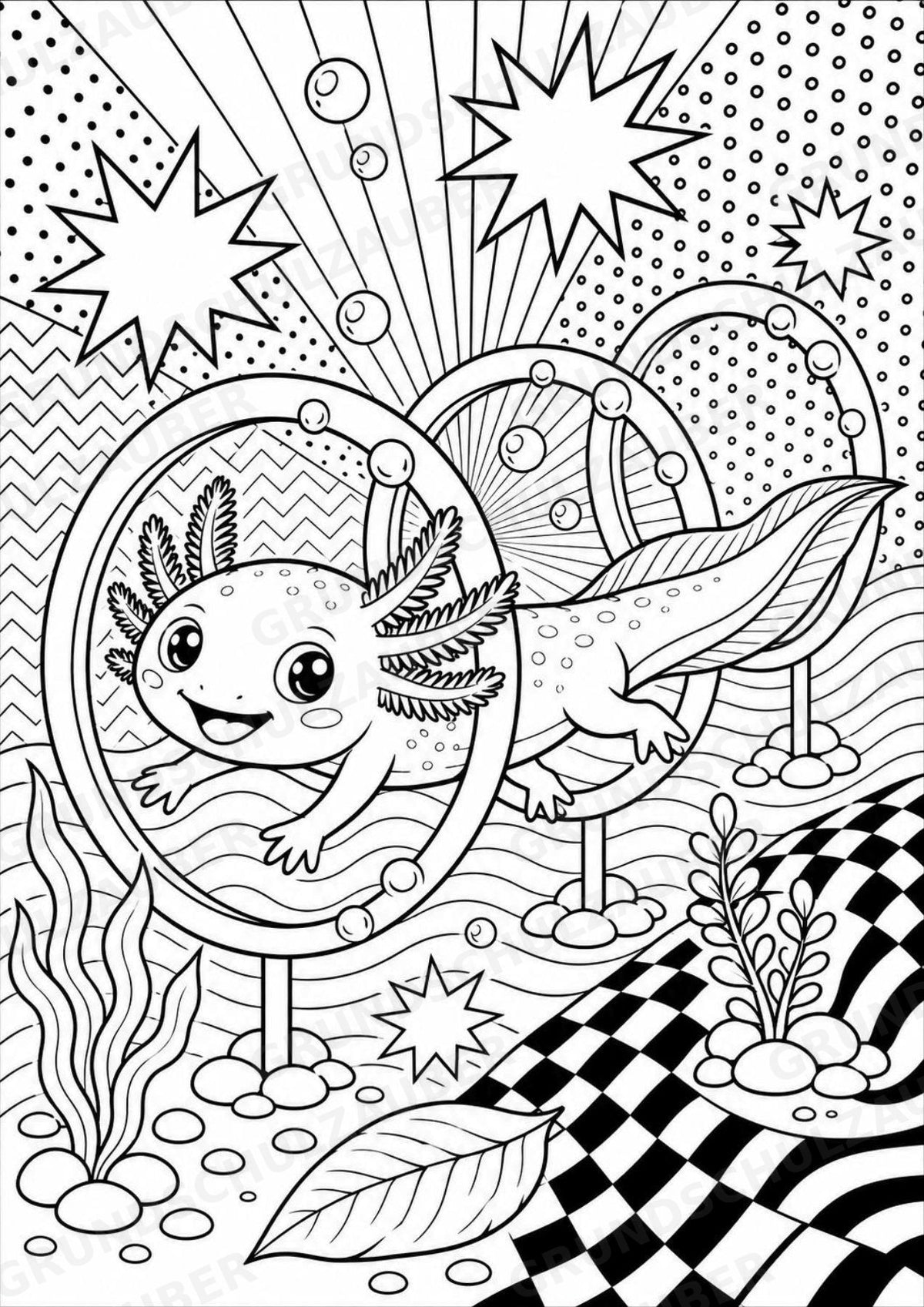 Axolotl POP Art Ausmalbilder 15 Malvorlagen – Materialseite 15