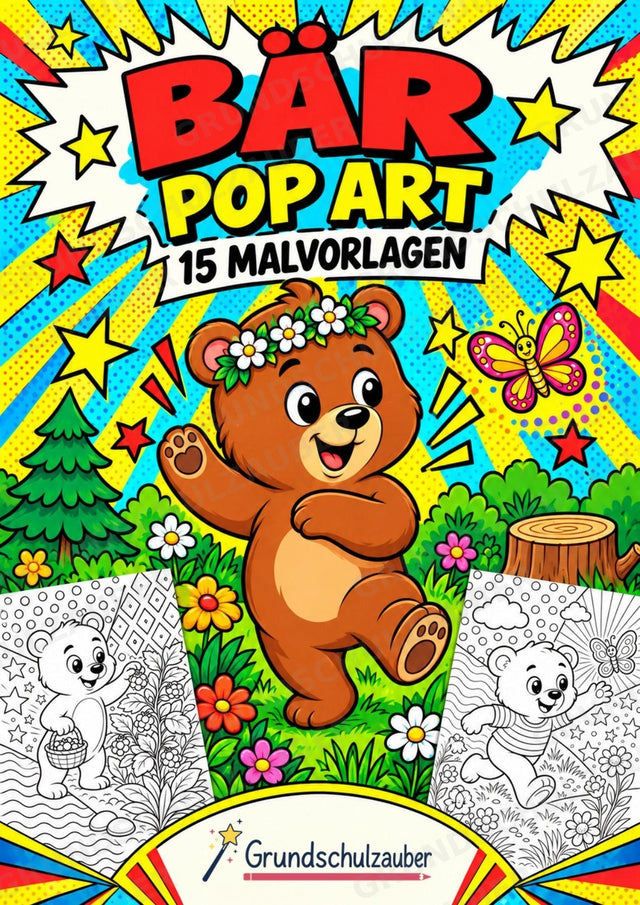 Bär POP Art Ausmalbilder 15 Malvorlagen – Cover