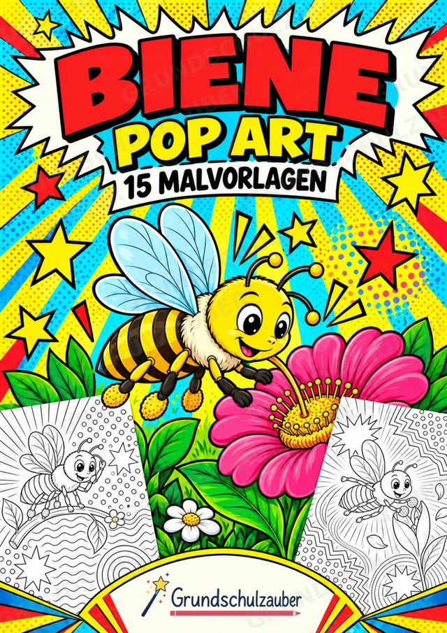 Biene POP Art Ausmalbilder 15 Malvorlagen – Cover
