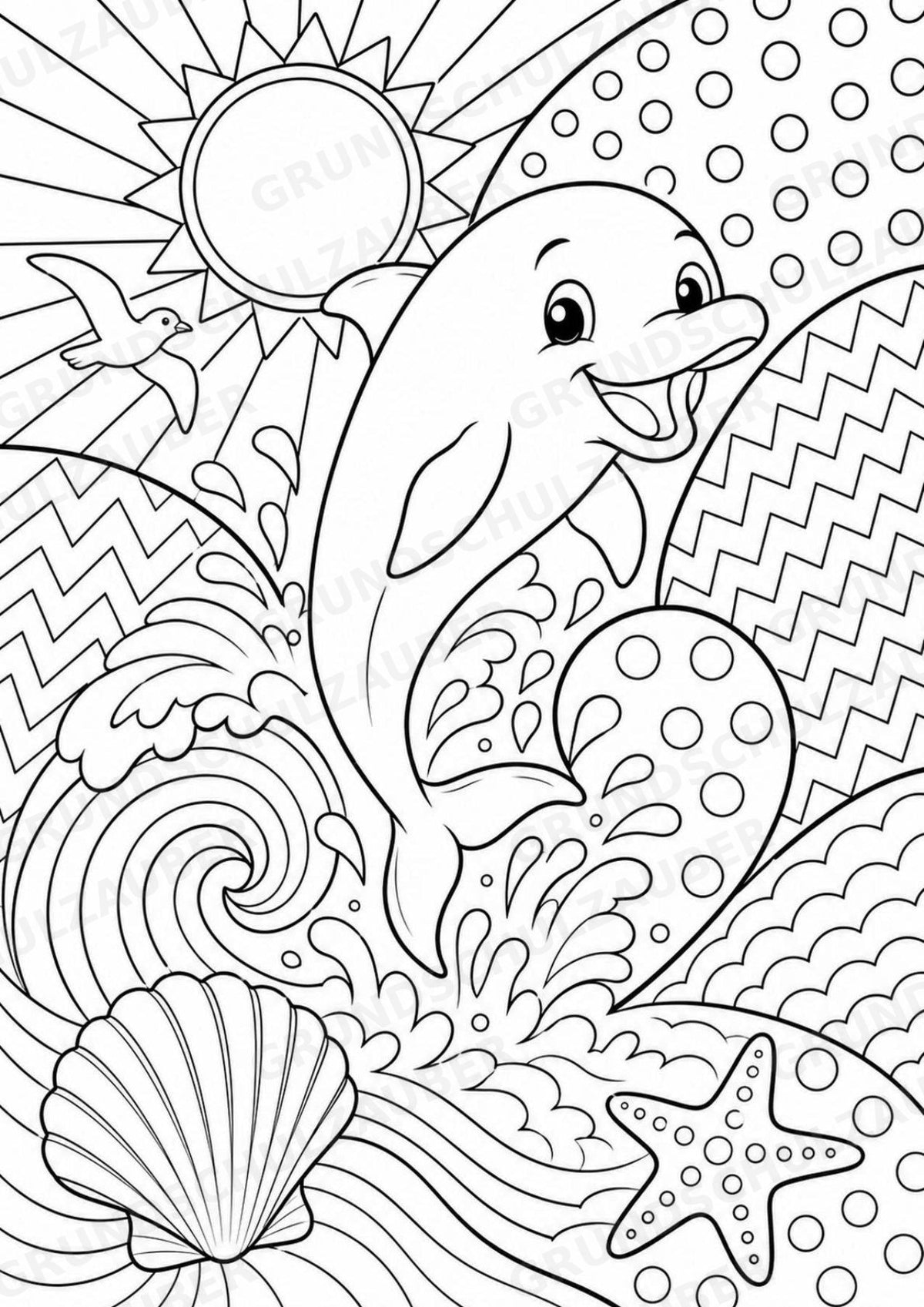 Delfin POP Art Ausmalbilder 15 Malvorlagen – Materialseite 2