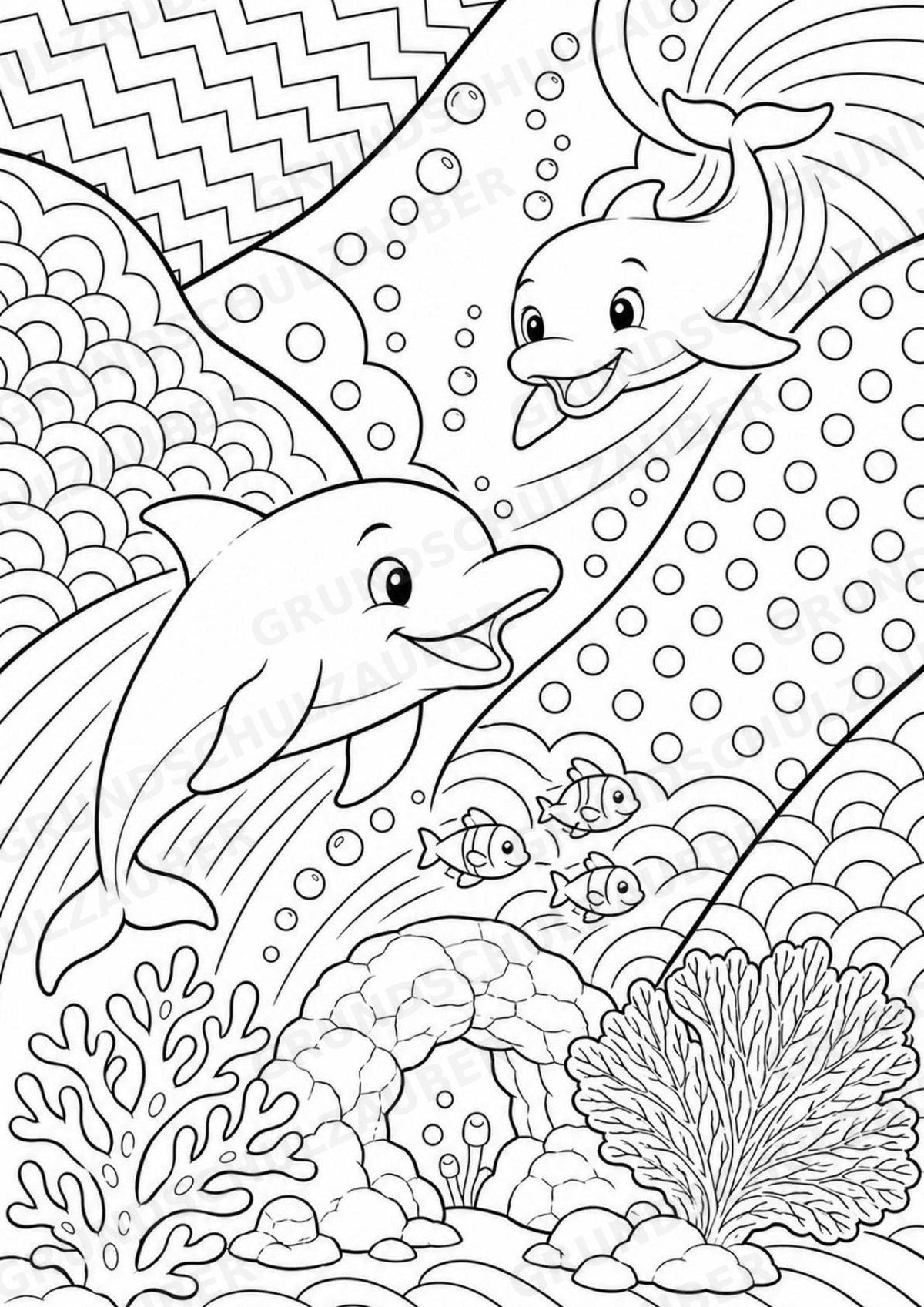 Delfin POP Art Ausmalbilder 15 Malvorlagen – Materialseite 3