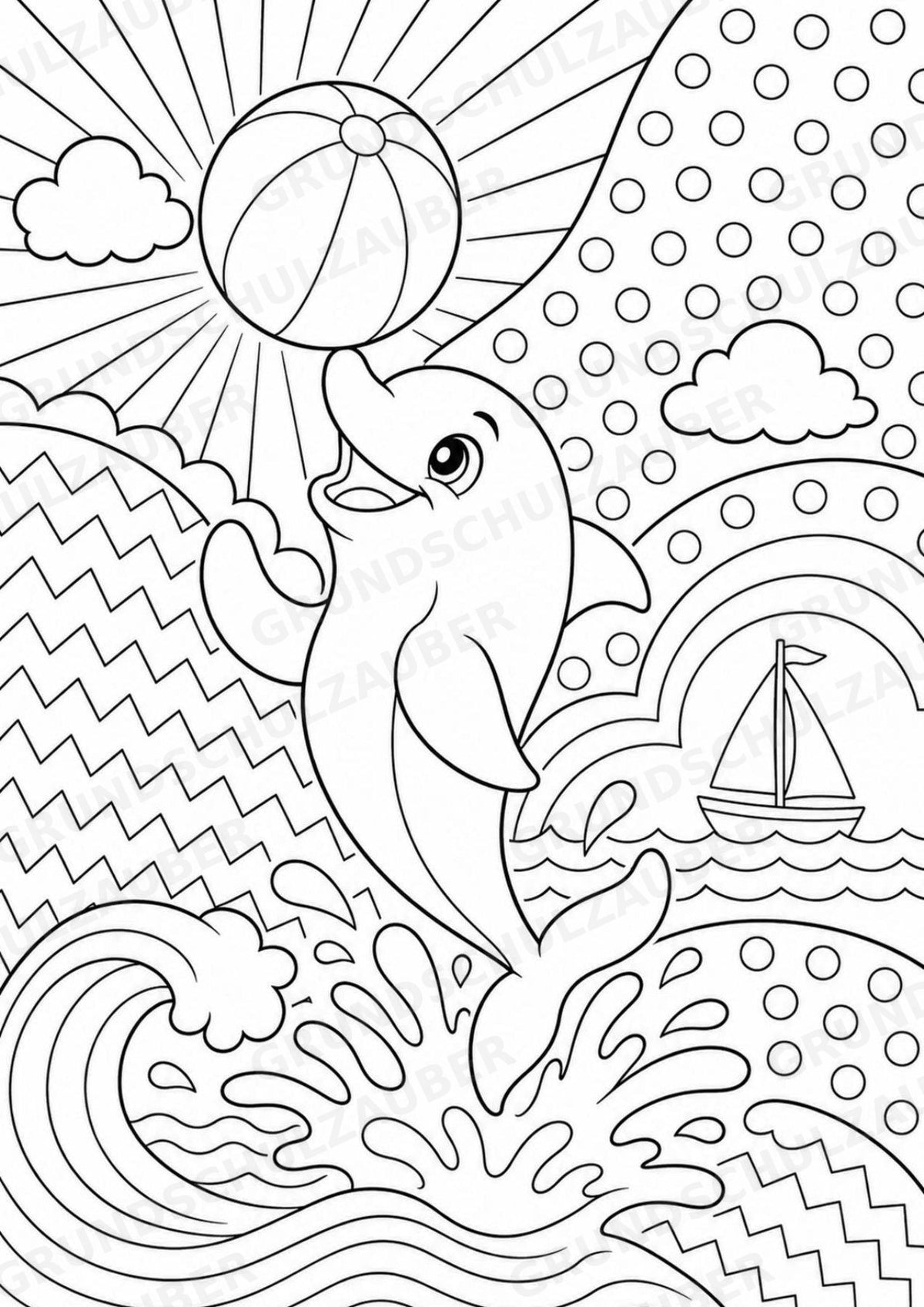 Delfin POP Art Ausmalbilder 15 Malvorlagen – Materialseite 4