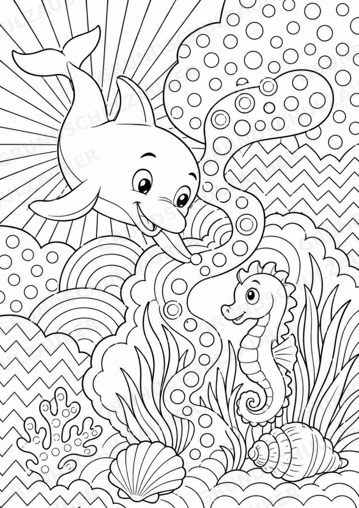 Delfin POP Art Ausmalbilder 15 Malvorlagen – Materialseite 5