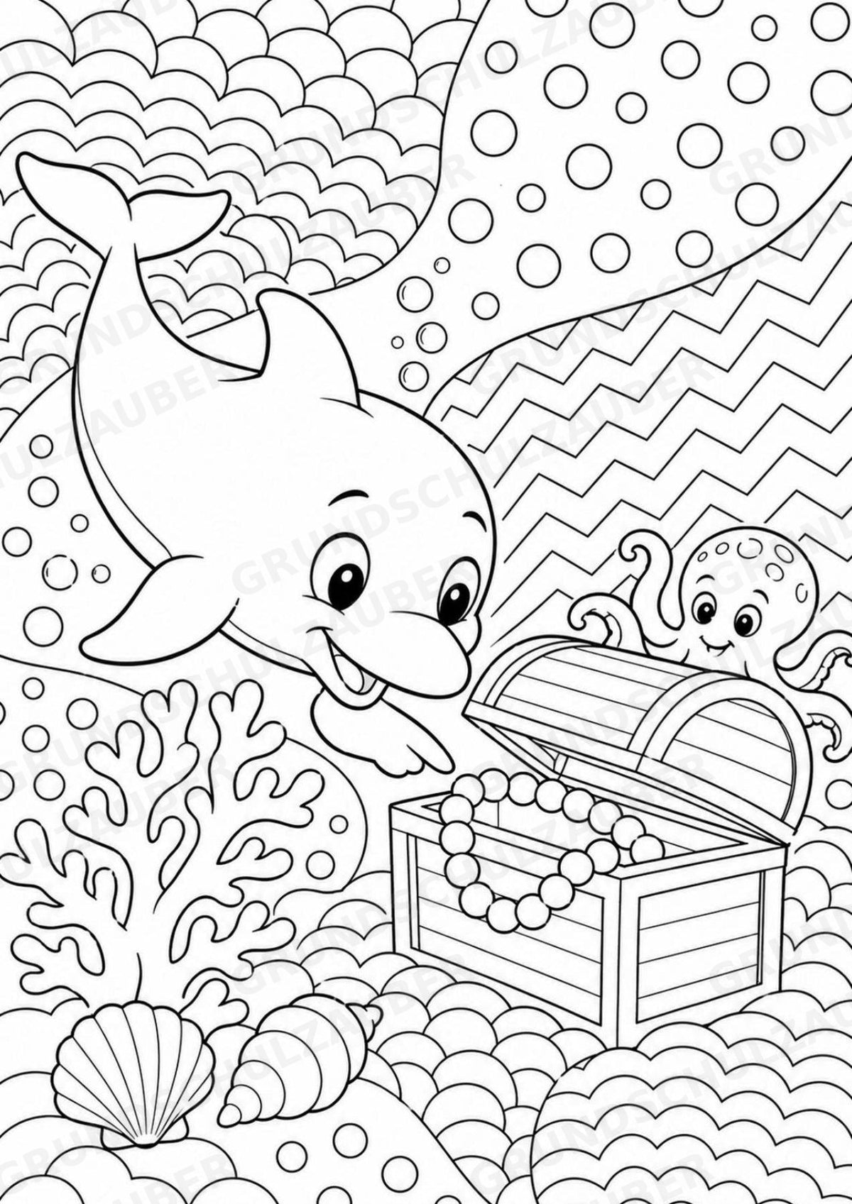 Delfin POP Art Ausmalbilder 15 Malvorlagen – Materialseite 7