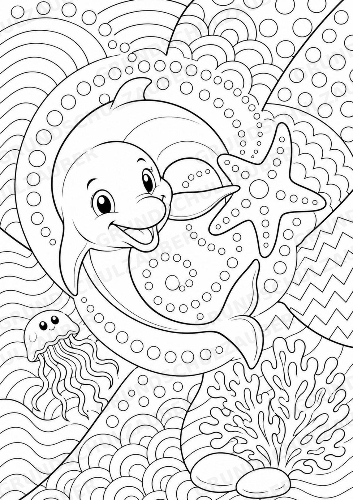 Delfin POP Art Ausmalbilder 15 Malvorlagen – Materialseite 8