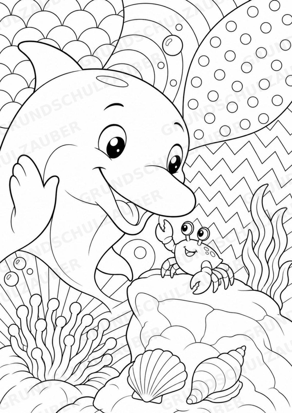 Delfin POP Art Ausmalbilder 15 Malvorlagen – Materialseite 11