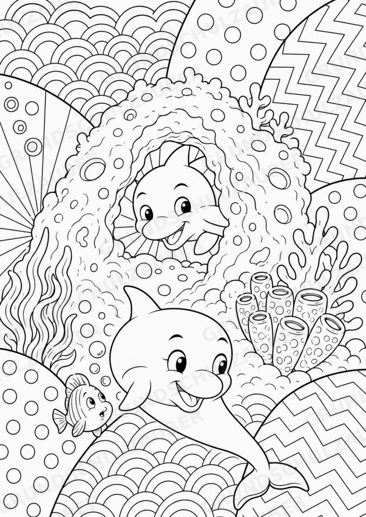 Delfin POP Art Ausmalbilder 15 Malvorlagen – Materialseite 13