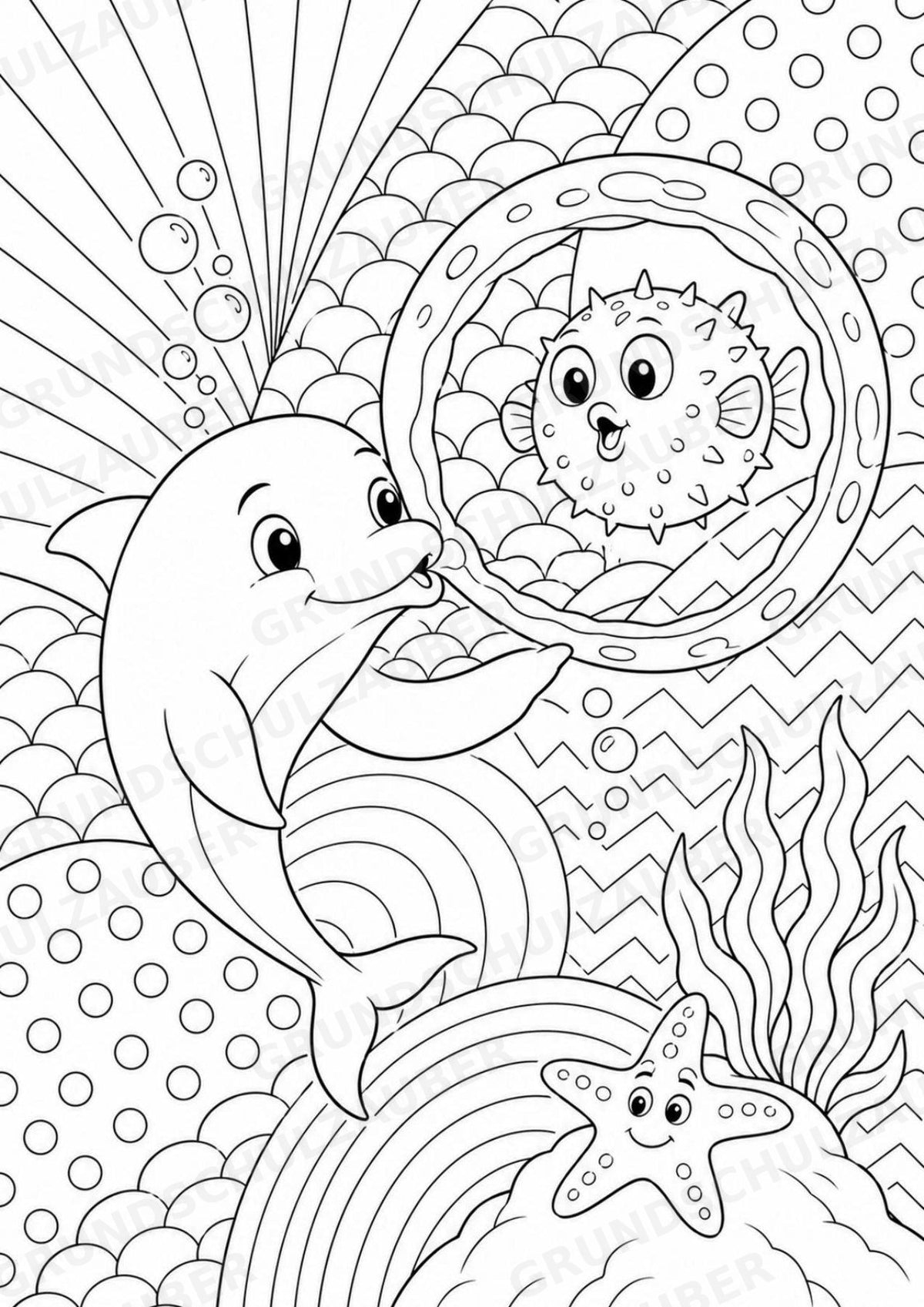 Delfin POP Art Ausmalbilder 15 Malvorlagen – Materialseite 15