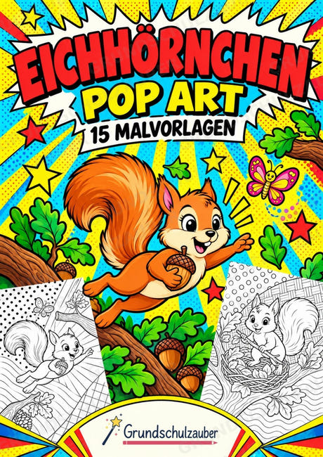 Eichhörnchen POP Art Ausmalbilder 15 Malvorlagen – Cover