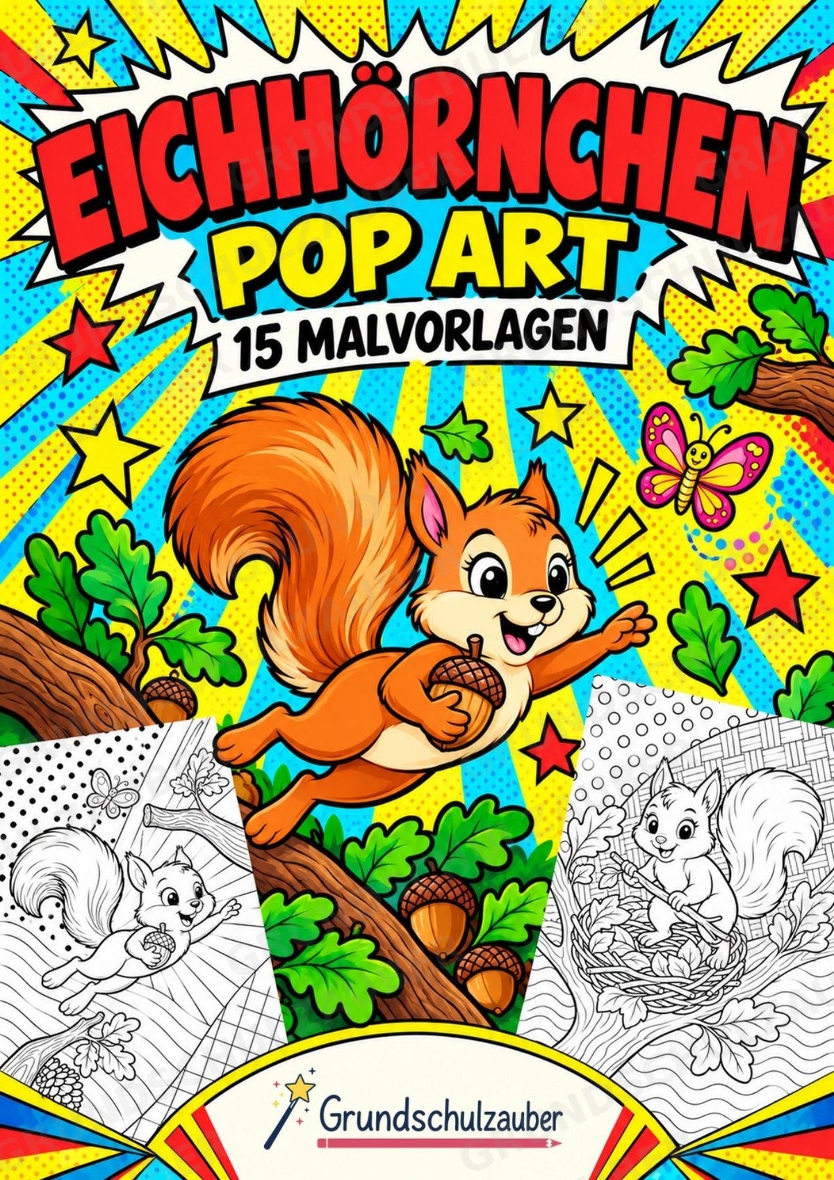 Eichhörnchen POP Art Ausmalbilder 15 Malvorlagen – Cover