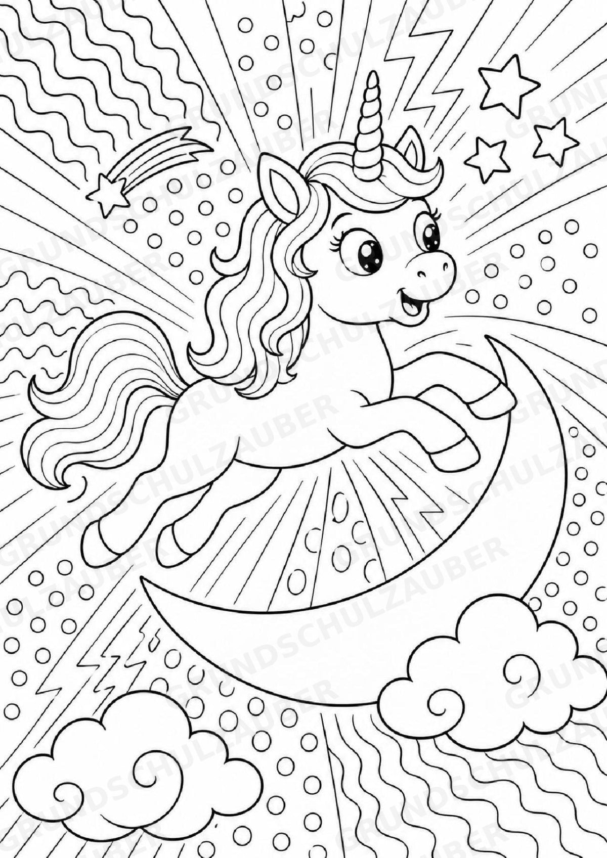 Einhorn POP Art Ausmalbilder 15 Malvorlagen – Materialseite 3