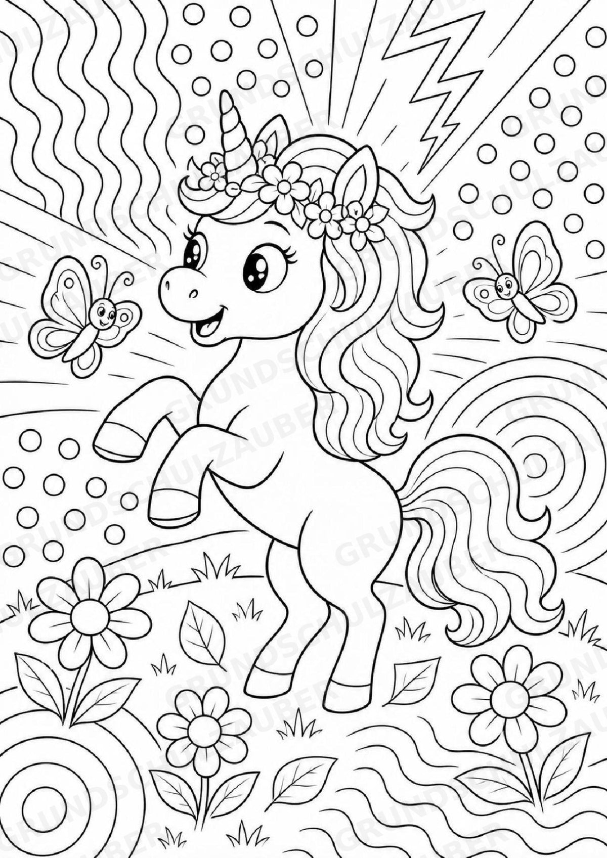 Einhorn POP Art Ausmalbilder 15 Malvorlagen – Materialseite 4
