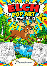 Elch POP Art Ausmalbilder 15 Malvorlagen – Cover