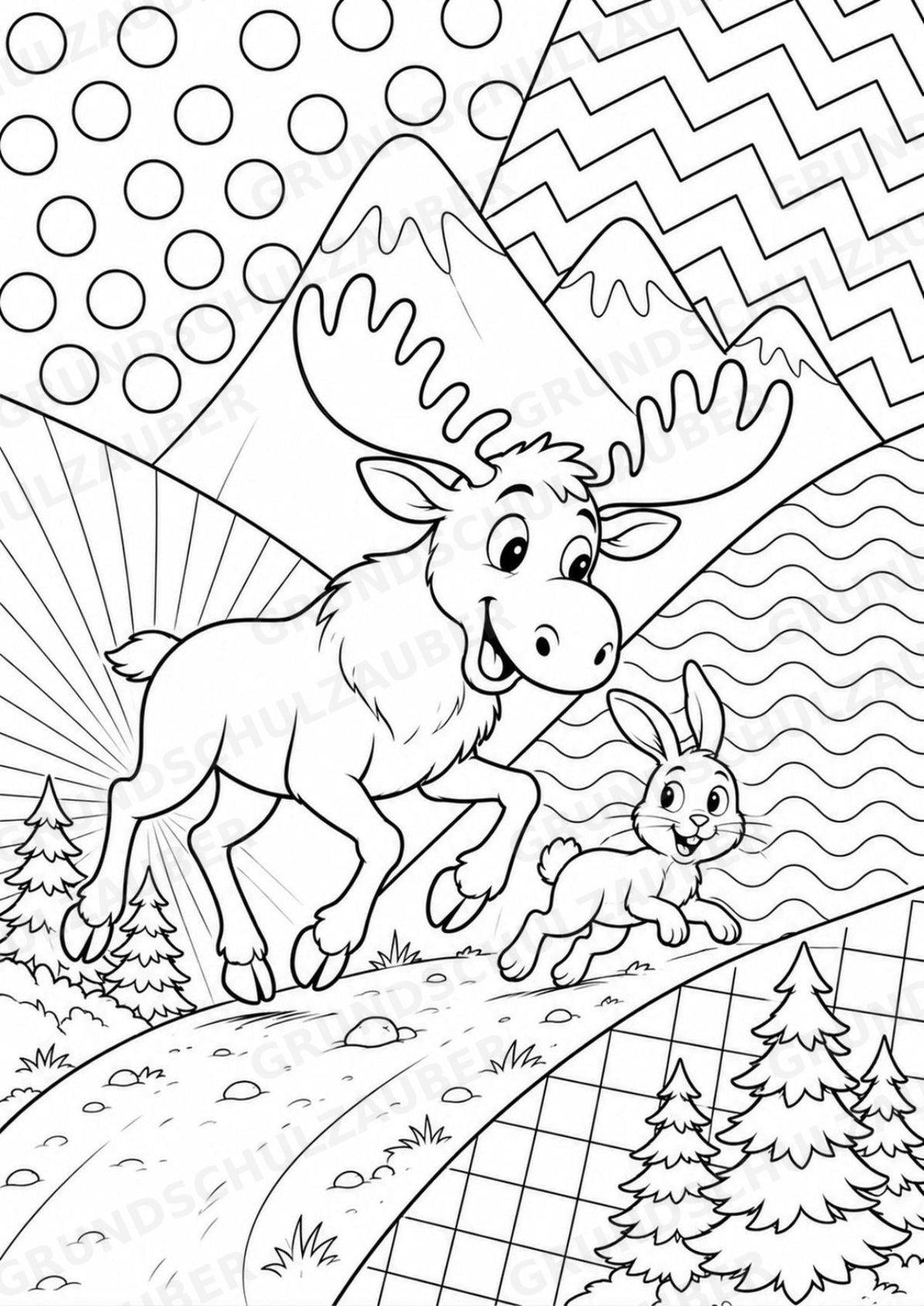 Elch POP Art Ausmalbilder 15 Malvorlagen – Materialseite 11