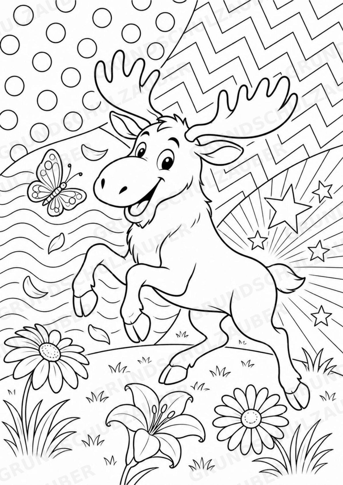Elch POP Art Ausmalbilder 15 Malvorlagen – Materialseite 14