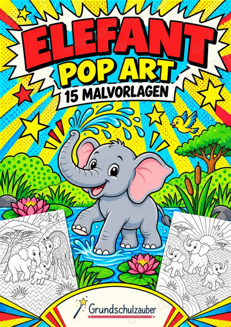 Elefant POP Art Ausmalbilder 15 Malvorlagen – Cover