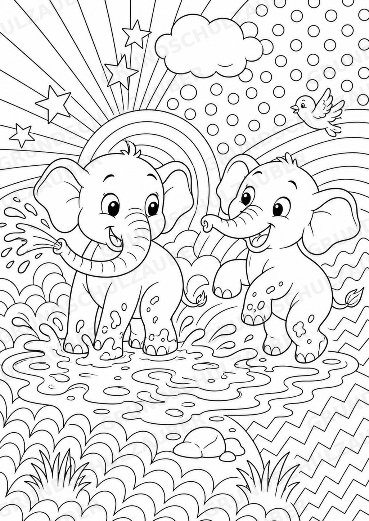 Elefant POP Art Ausmalbilder 15 Malvorlagen – Materialseite 5