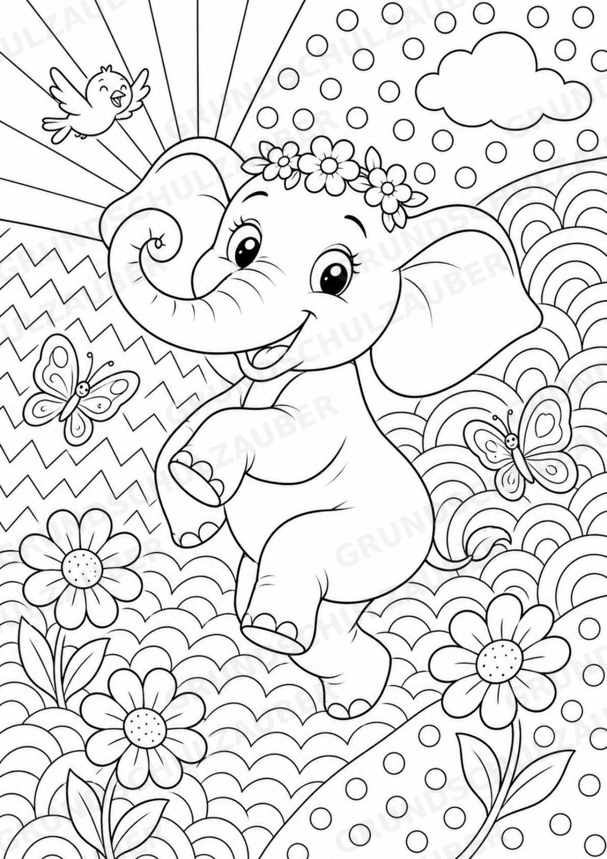 Elefant POP Art Ausmalbilder 15 Malvorlagen – Materialseite 10