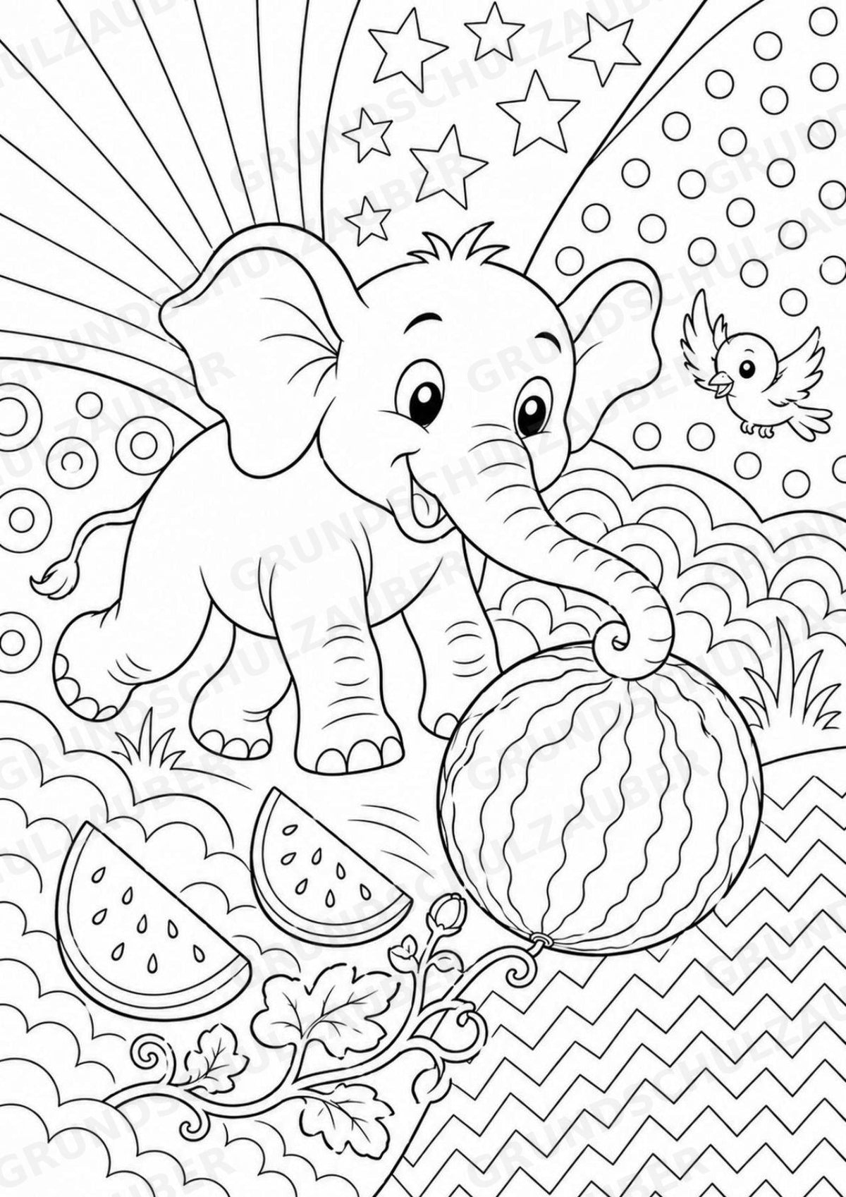 Elefant POP Art Ausmalbilder 15 Malvorlagen – Materialseite 12