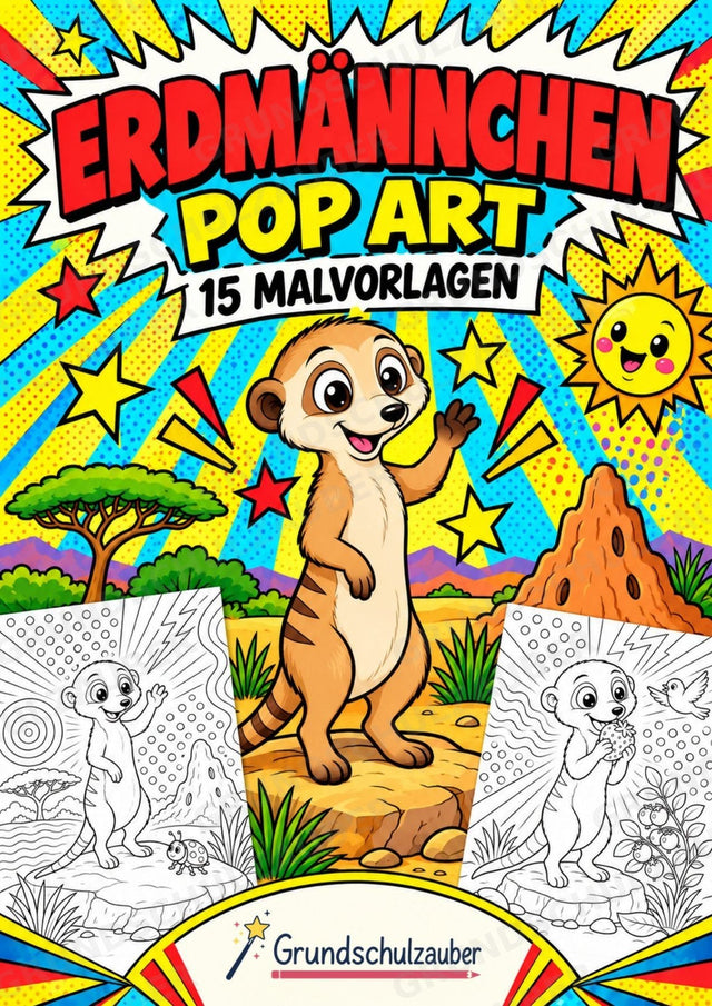 Erdmännchen POP Art Ausmalbilder 15 Malvorlagen – Cover