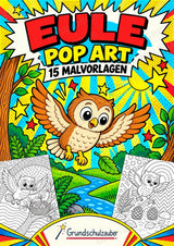 Eule POP Art Ausmalbilder 15 Malvorlagen – Cover