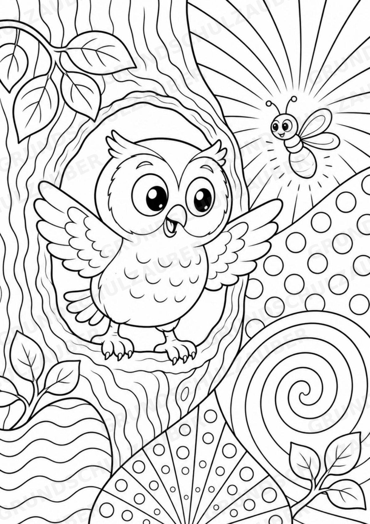 Eule POP Art Ausmalbilder 15 Malvorlagen – Materialseite 4
