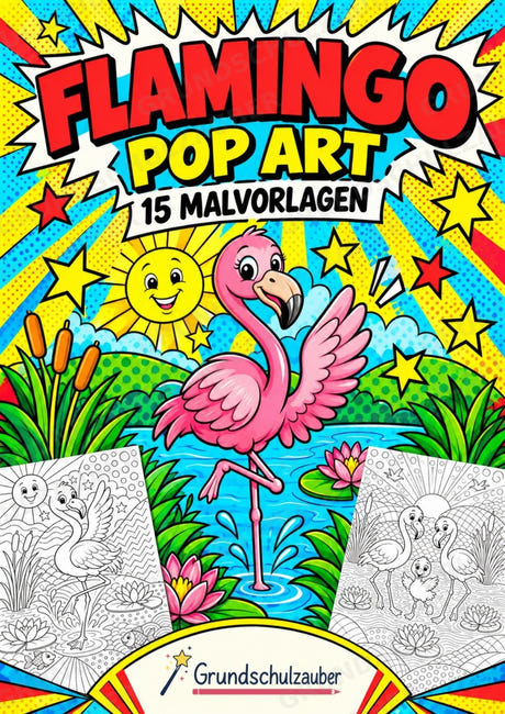 Flamingo POP Art Ausmalbilder 15 Malvorlagen – Cover
