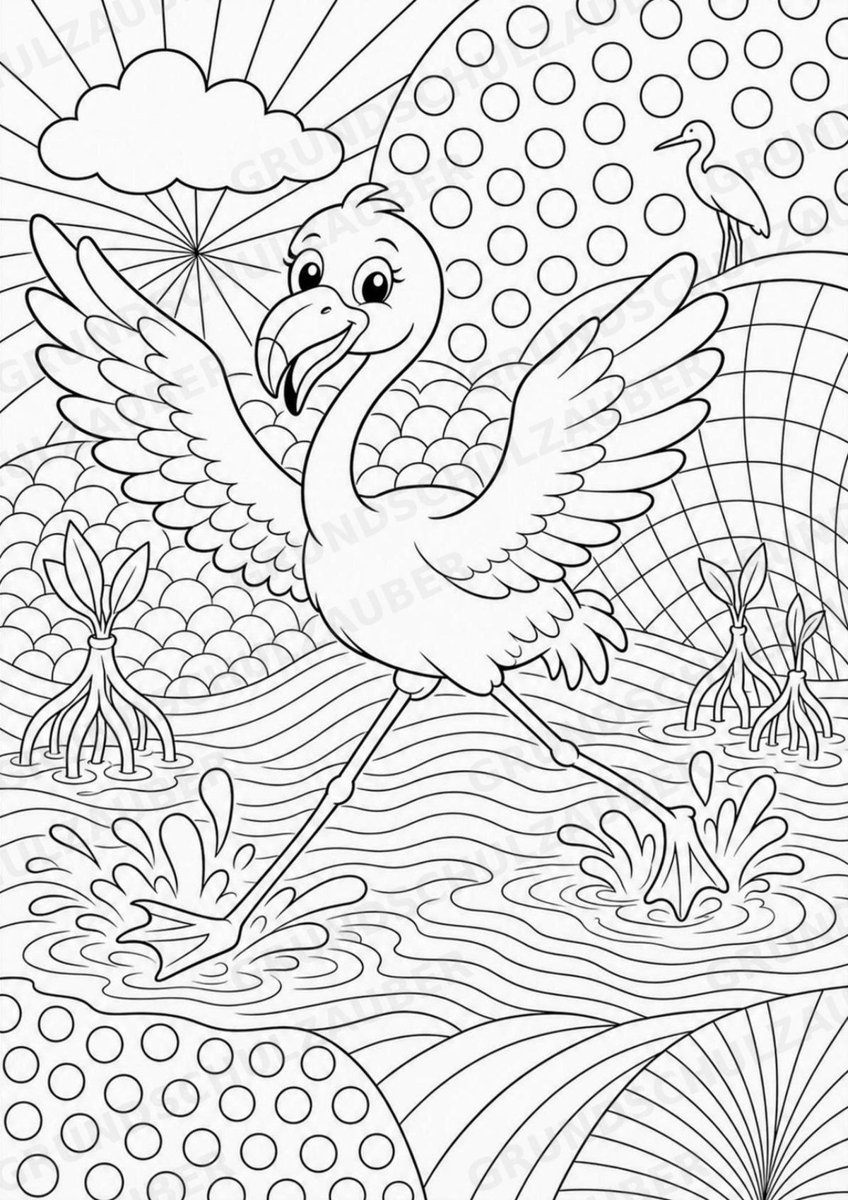 Flamingo POP Art Ausmalbilder 15 Malvorlagen – Materialseite 4
