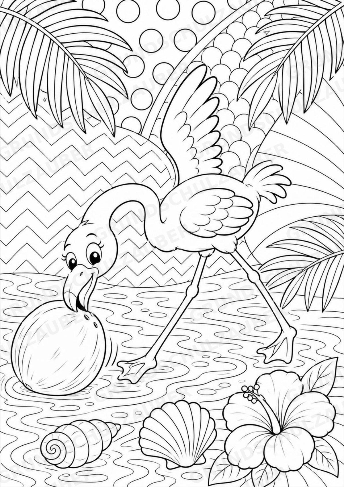 Flamingo POP Art Ausmalbilder 15 Malvorlagen – Materialseite 8