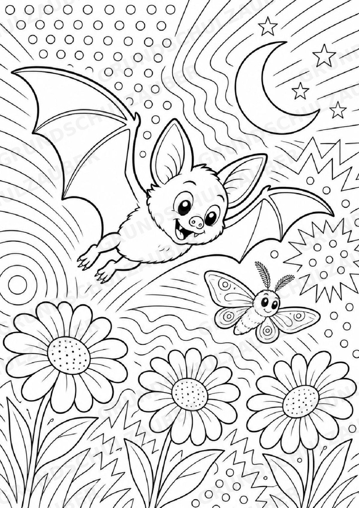 Fledermaus POP Art Ausmalbilder 15 Malvorlagen – Materialseite 4