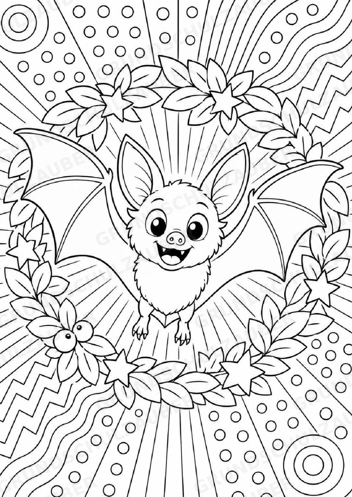 Fledermaus POP Art Ausmalbilder 15 Malvorlagen – Materialseite 5