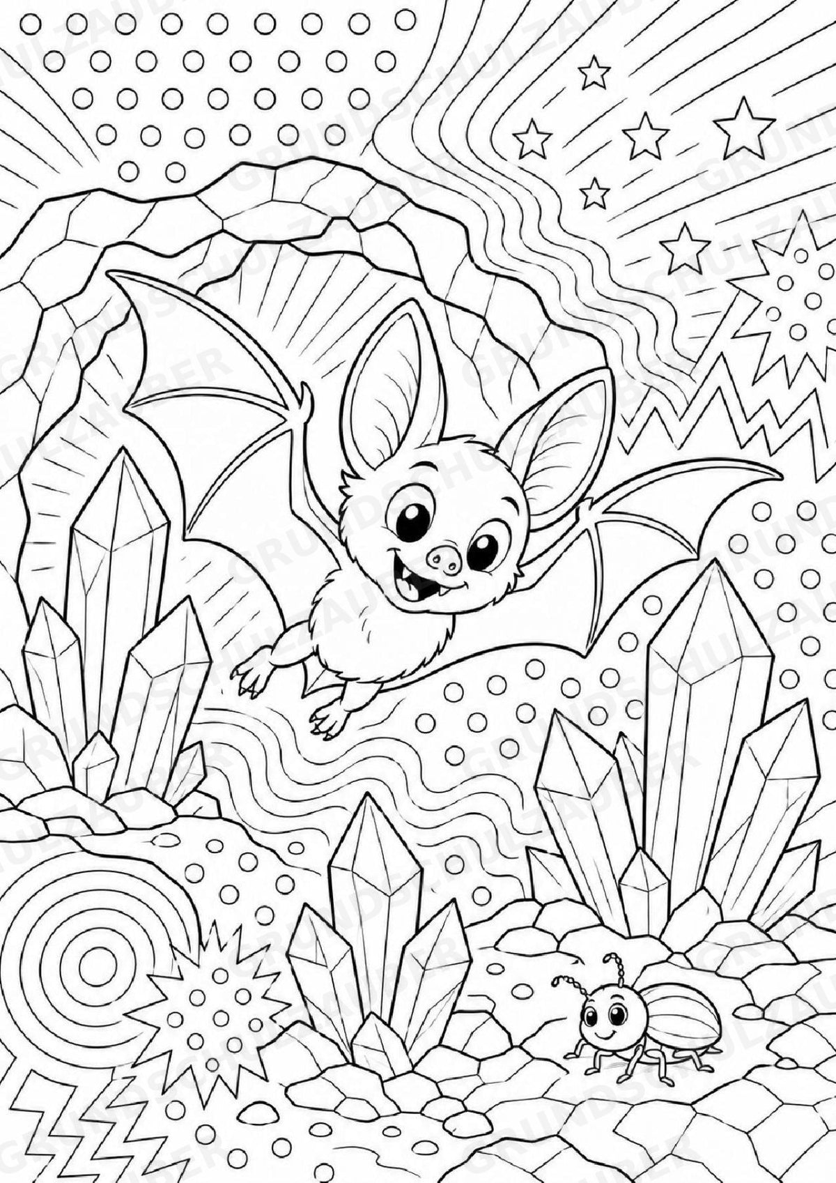 Fledermaus POP Art Ausmalbilder 15 Malvorlagen – Materialseite 8