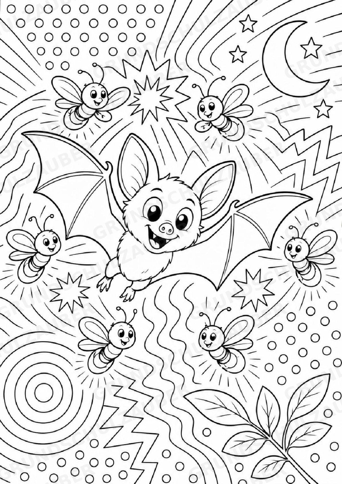 Fledermaus POP Art Ausmalbilder 15 Malvorlagen – Materialseite 16