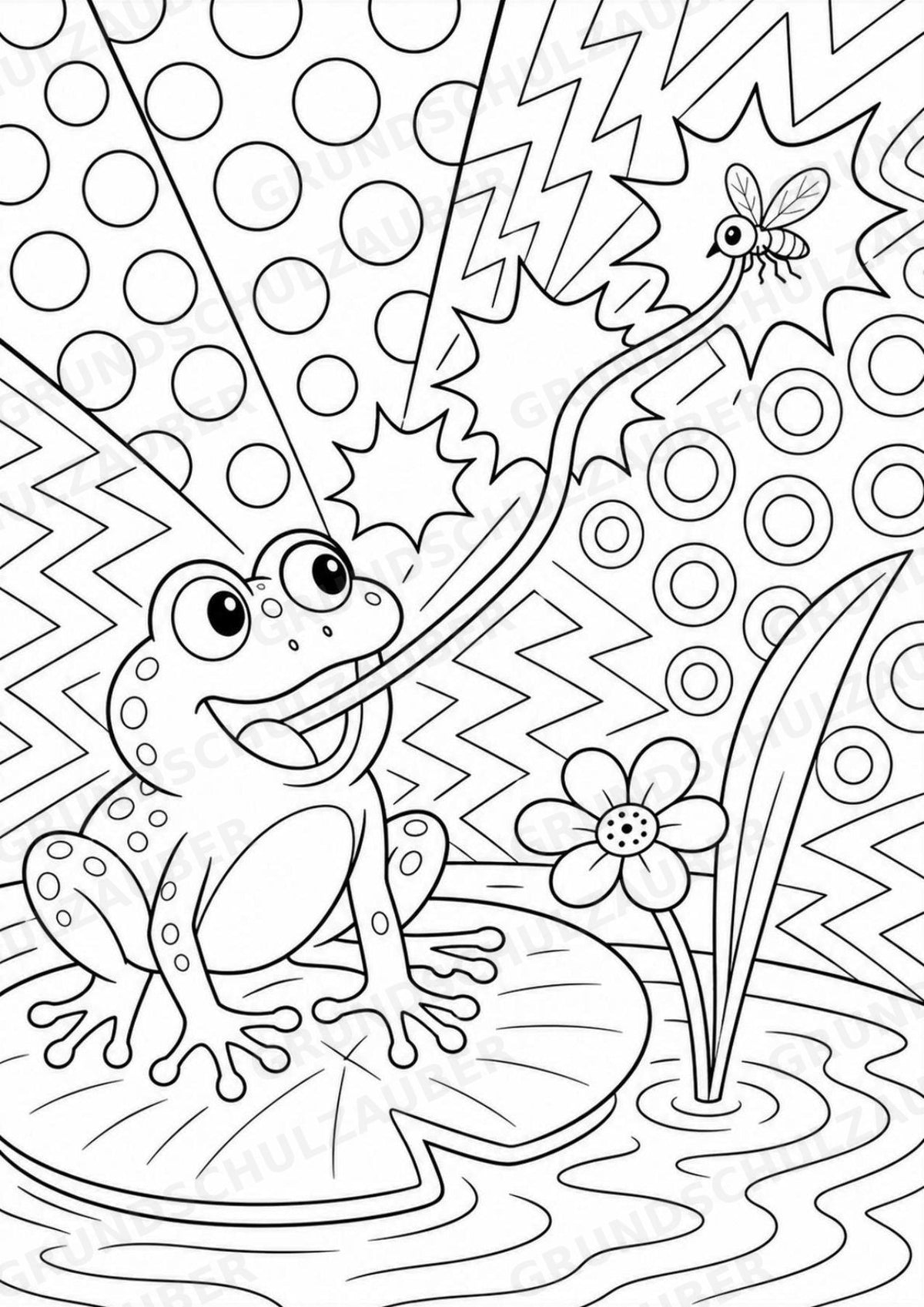 Frosch POP Art Ausmalbilder 15 Malvorlagen – Materialseite 5