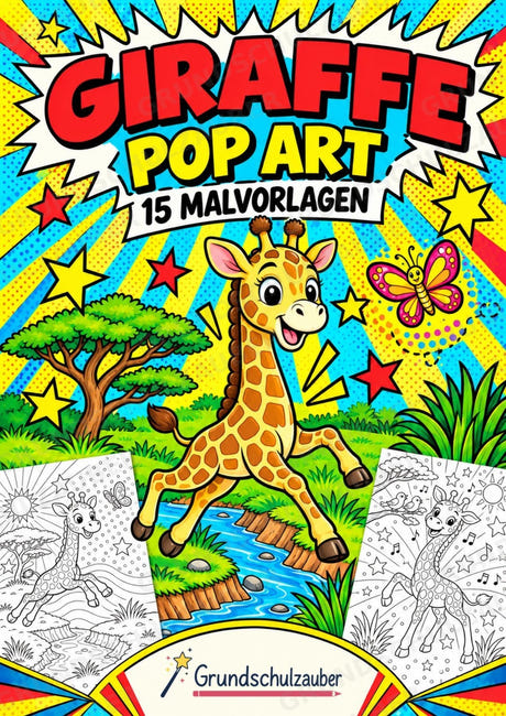 Giraffe POP Art Ausmalbilder 15 Malvorlagen – Cover