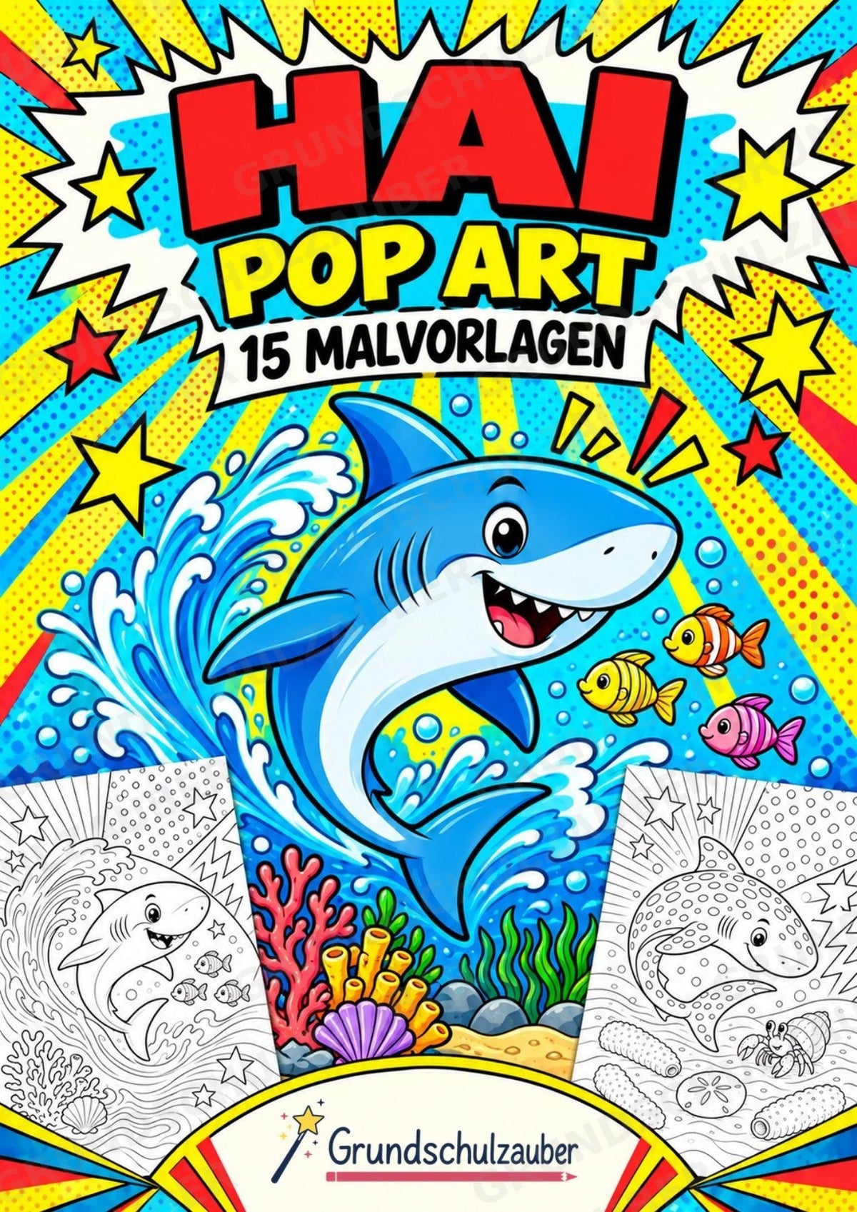 Hai POP Art Ausmalbilder 15 Malvorlagen – Cover