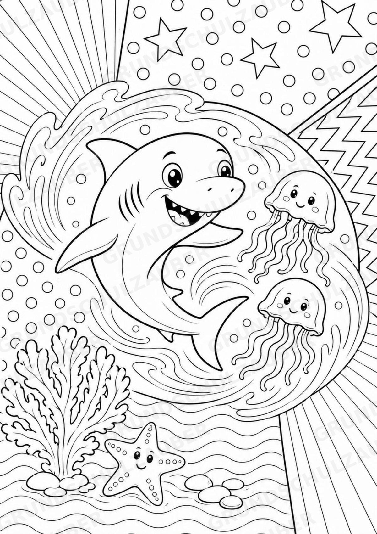 Hai POP Art Ausmalbilder 15 Malvorlagen – Materialseite 6