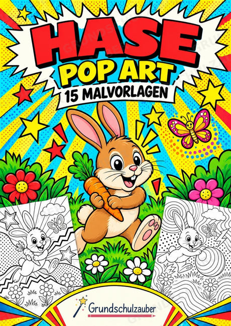 Hase POP Art Ausmalbilder 15 Malvorlagen – Cover