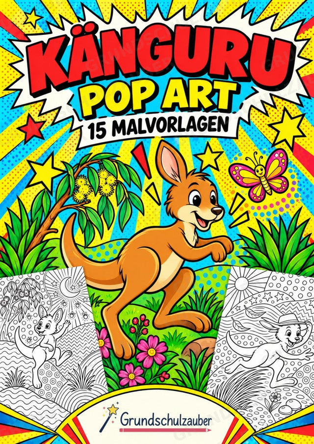 Känguru POP Art Ausmalbilder 15 Malvorlagen – Cover