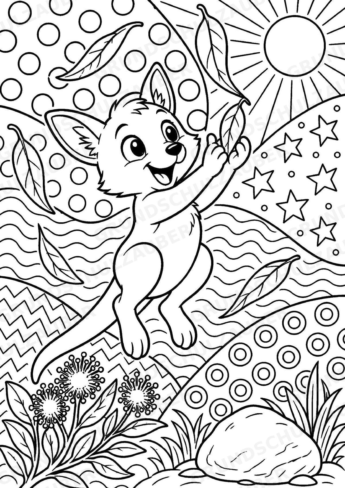 Känguru POP Art Ausmalbilder 15 Malvorlagen – Materialseite 3