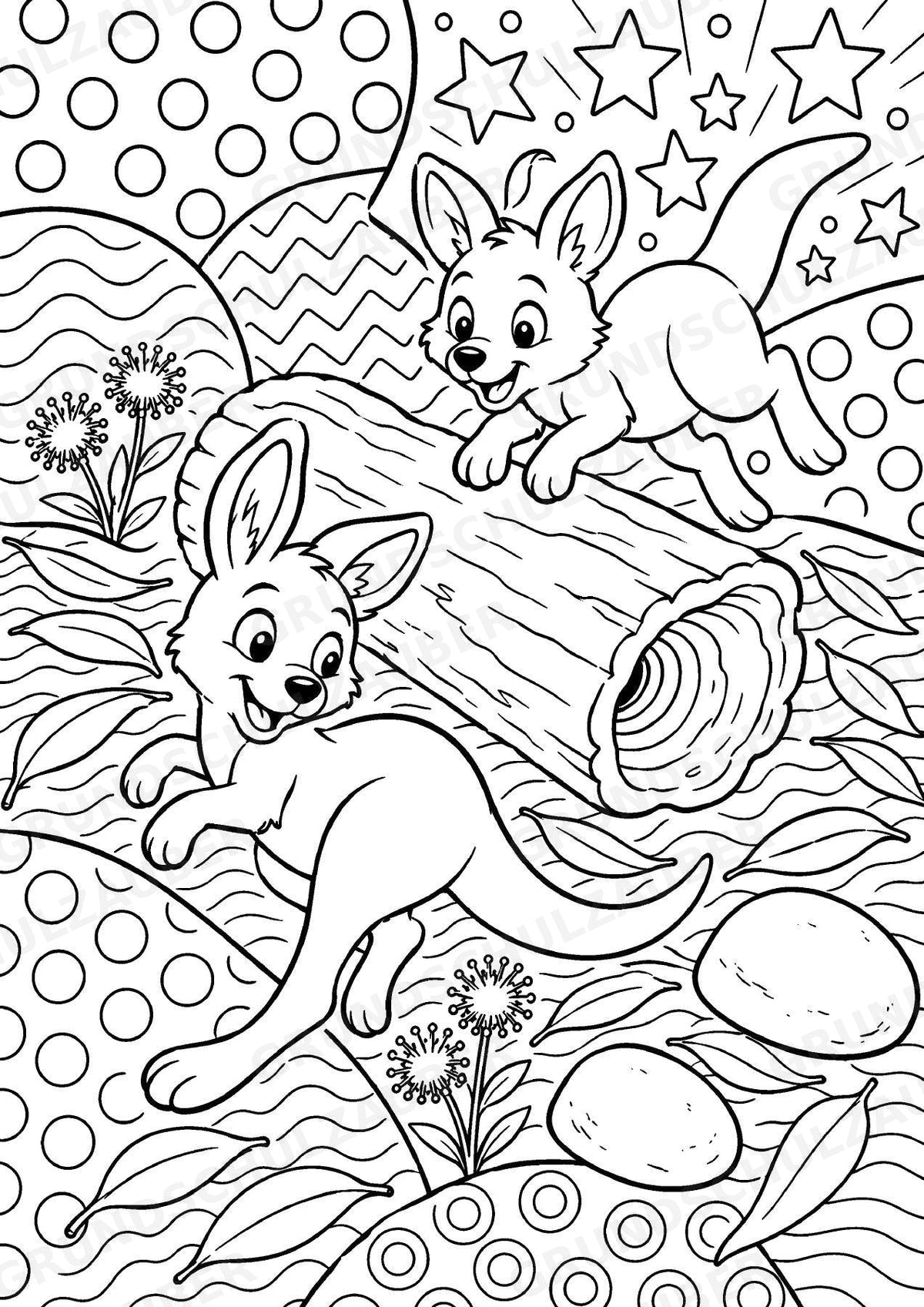 Känguru POP Art Ausmalbilder 15 Malvorlagen – Materialseite 6