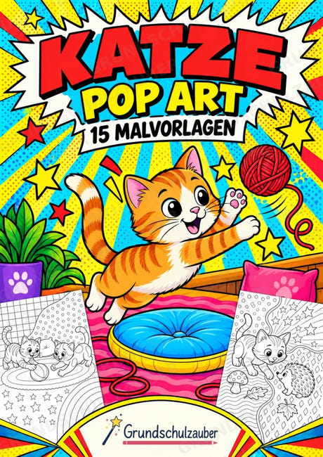 Katze POP Art Ausmalbilder 15 Malvorlagen – Cover