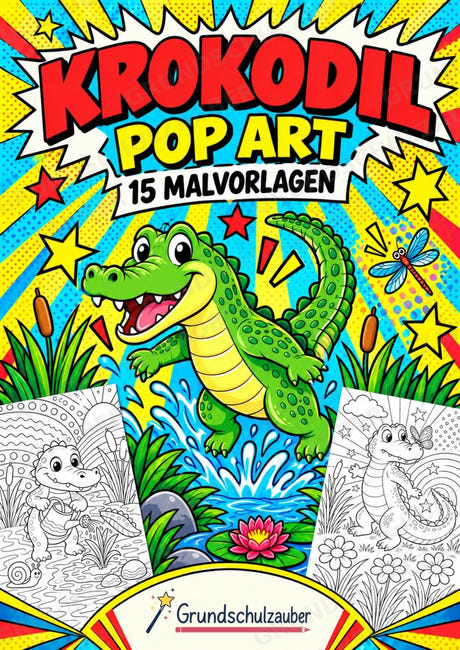 Krokodil POP Art Ausmalbilder 15 Malvorlagen – Cover