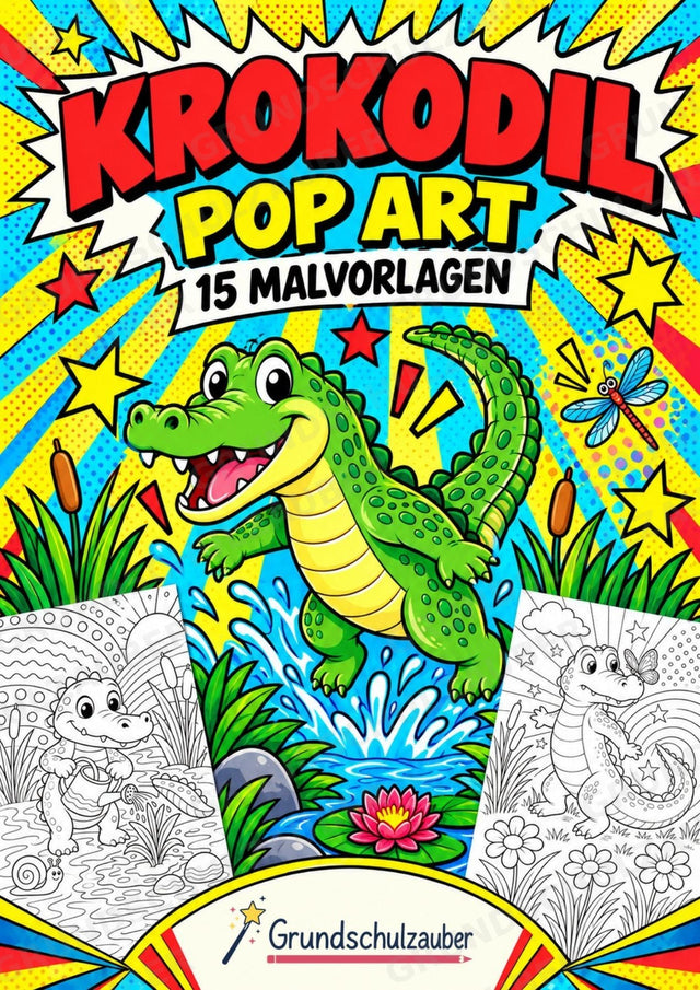 Krokodil POP Art Ausmalbilder 15 Malvorlagen – Cover