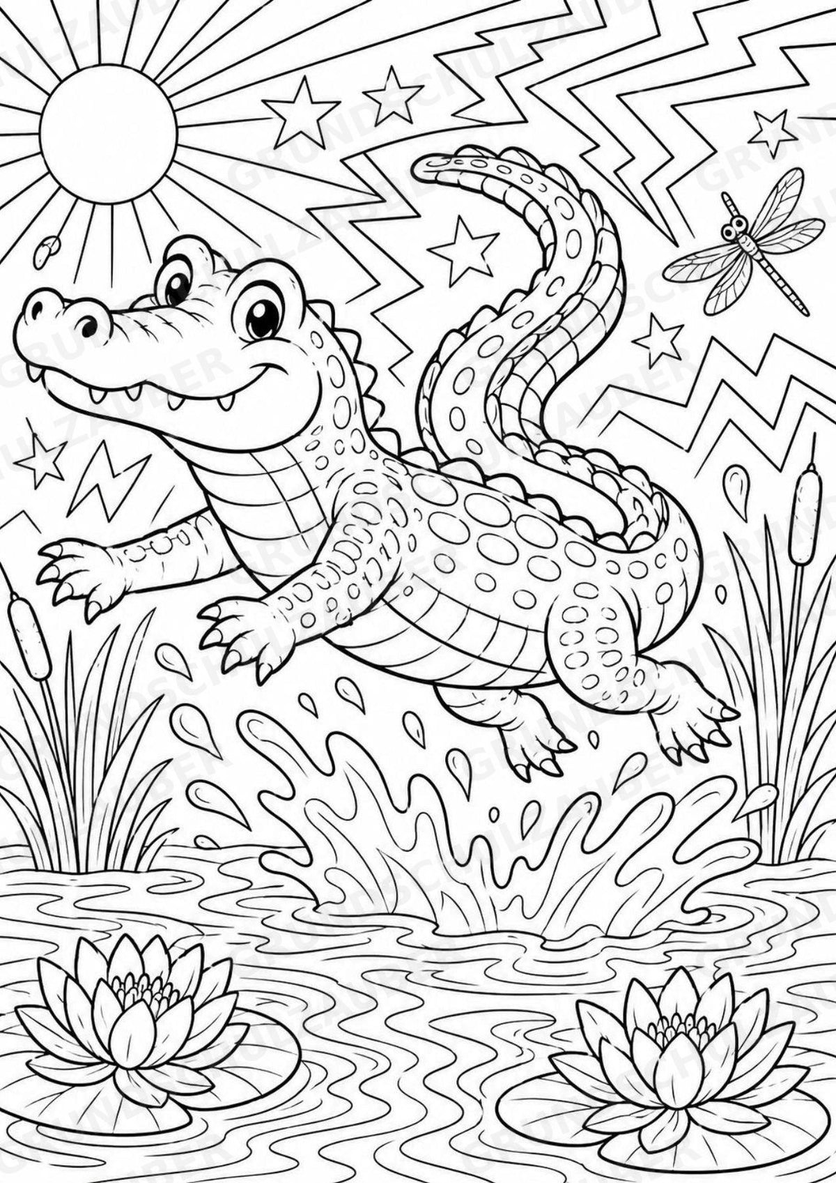 Krokodil POP Art Ausmalbilder 15 Malvorlagen – Materialseite 2